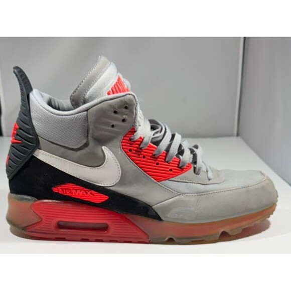 Nike Air Max 90 Sneaker Boot, Size 14Ice Wolf Gray, Black & Infrared - RARE